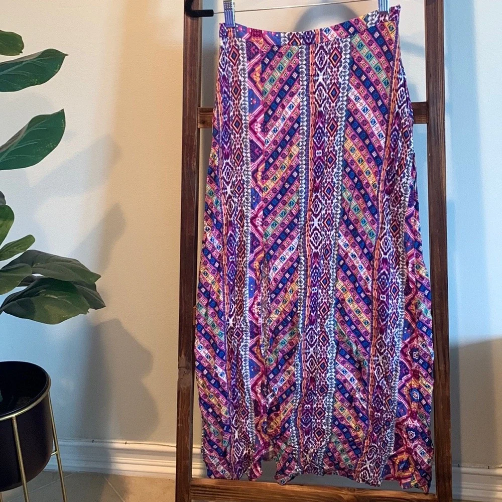 Boho Halter Crop Top and Maxi Slit Skirt Coord 2 Piece Set